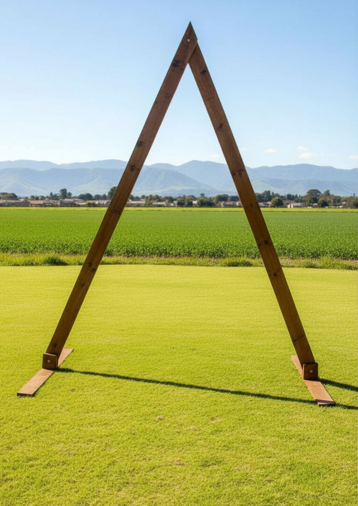 Folding triangle A-frame timber arch